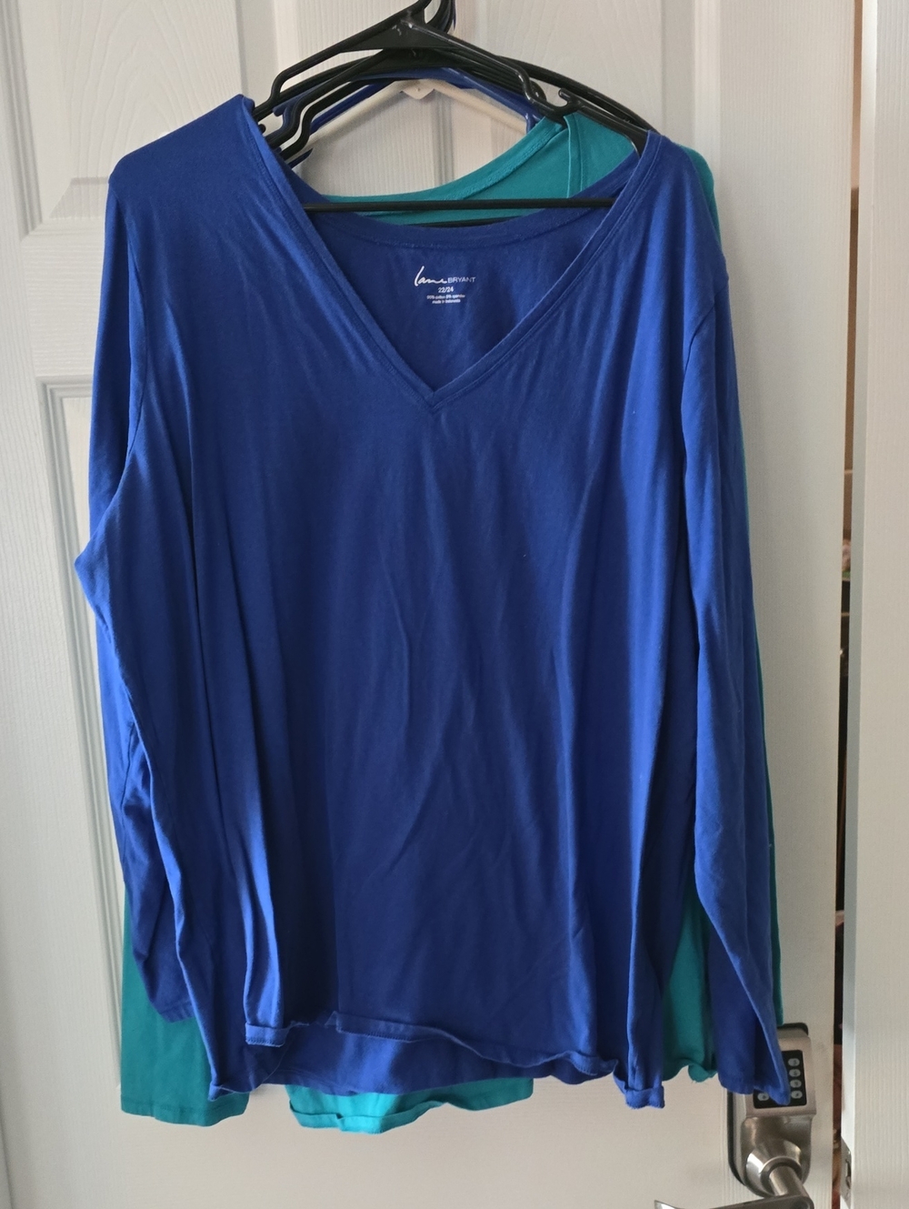 Lane Bryant Royal Blue V-Neck Long Sleeve Top